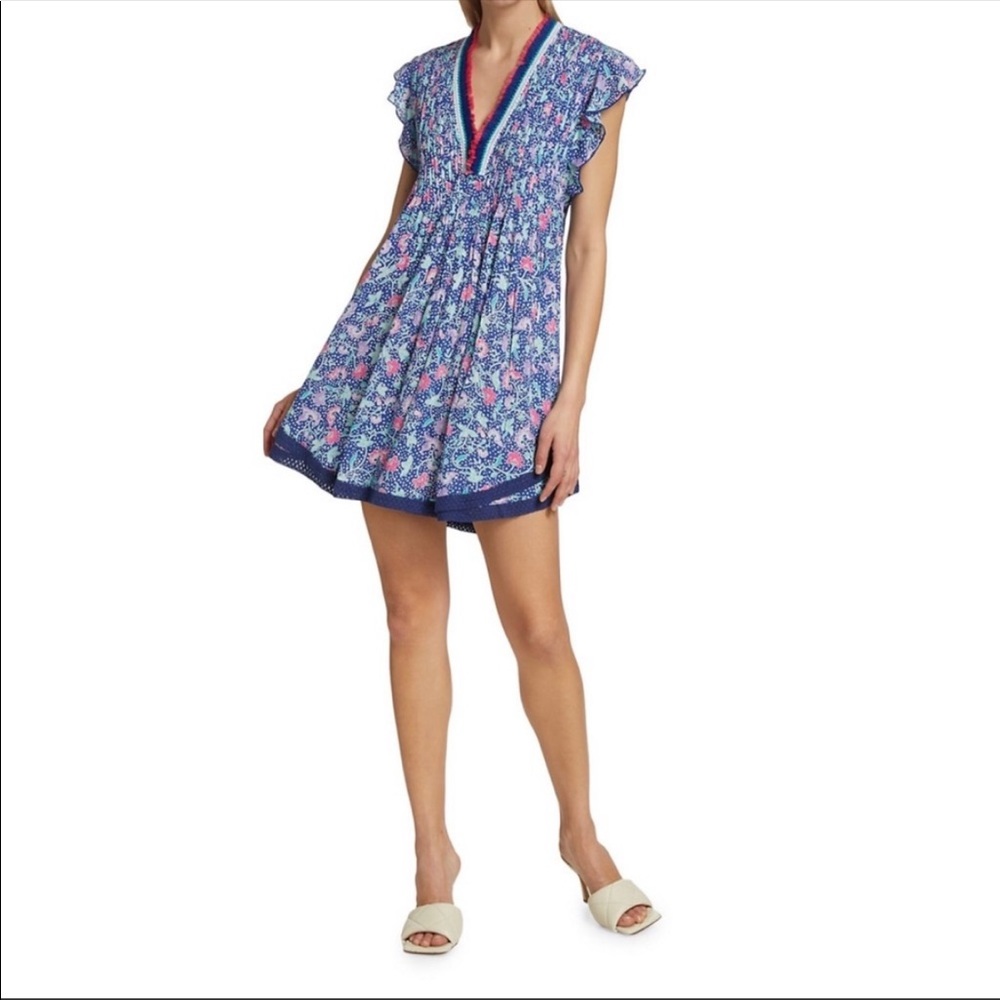 Poupette St Barth Sasha Floral Mini Dress Blue size S